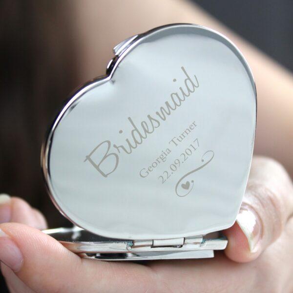 Personalised Swirls & Hearts Diamante Heart Compact Mirror - Image 6