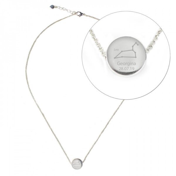 Personalised Leo Zodiac Star Sign Silver Tone Necklace (July 23rd - August 22nd) - Image 2