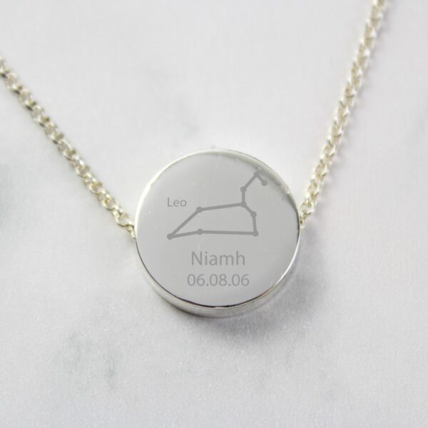 Personalised Leo Zodiac Star Sign Silver Tone Necklace (July 23rd - August 22nd) - Image 3