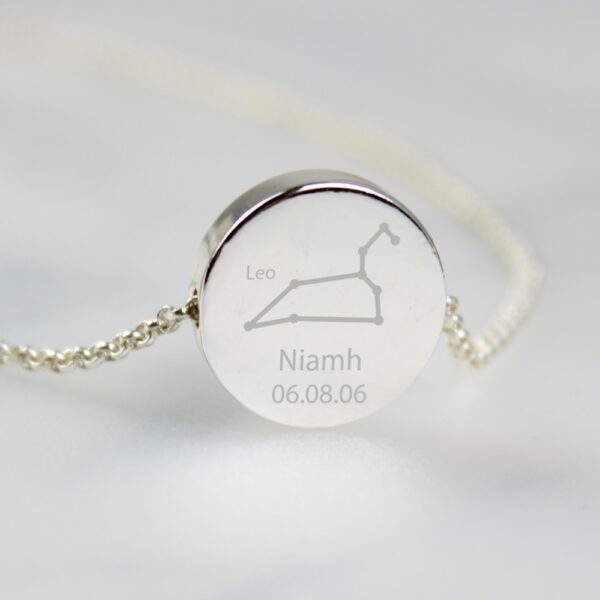 Personalised Leo Zodiac Star Sign Silver Tone Necklace (July 23rd - August 22nd) - Image 5