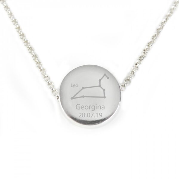 Personalised Leo Zodiac Star Sign Silver Tone Necklace (July 23rd - August 22nd) - Image 7