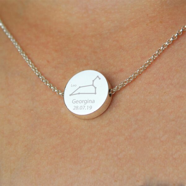 Personalised Leo Zodiac Star Sign Silver Tone Necklace (July 23rd - August 22nd) - Image 8