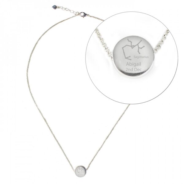 Personalised Sagittarius Zodiac Star Sign Silver Tone Necklace (November 22nd - December 21st) - Image 2