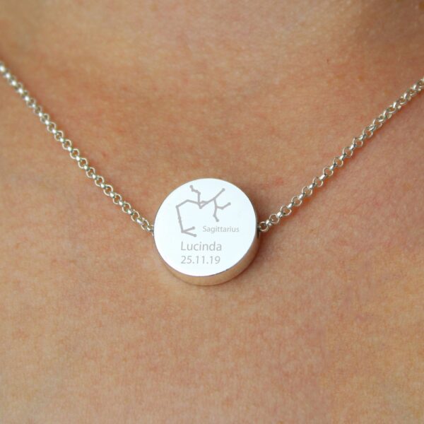 Personalised Sagittarius Zodiac Star Sign Silver Tone Necklace (November 22nd - December 21st) - Image 8