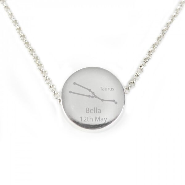 Personalised Taurus Zodiac Star Sign  Silver Tone Necklace (April 20th - May 20th) - Image 7