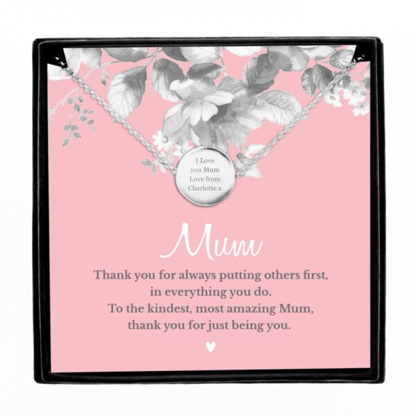 Personalised Mum Sentiment Silver Tone Necklace and Box - Image 2