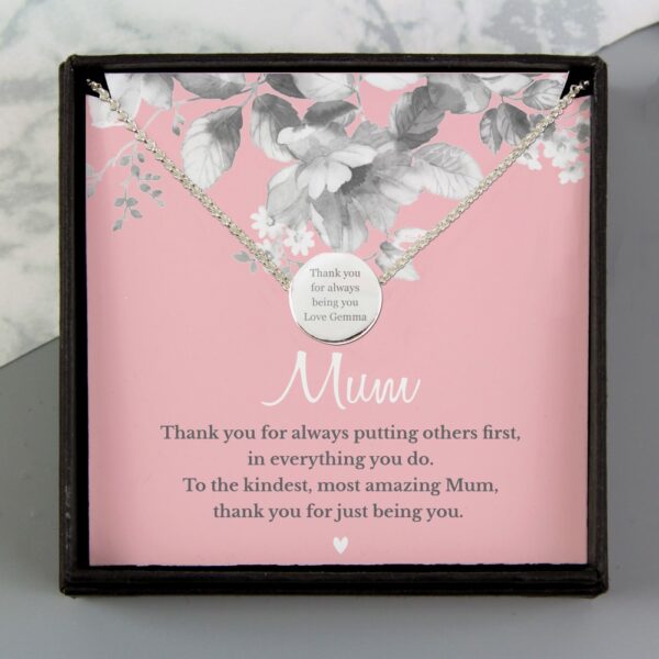 Personalised Mum Sentiment Silver Tone Necklace and Box - Image 3