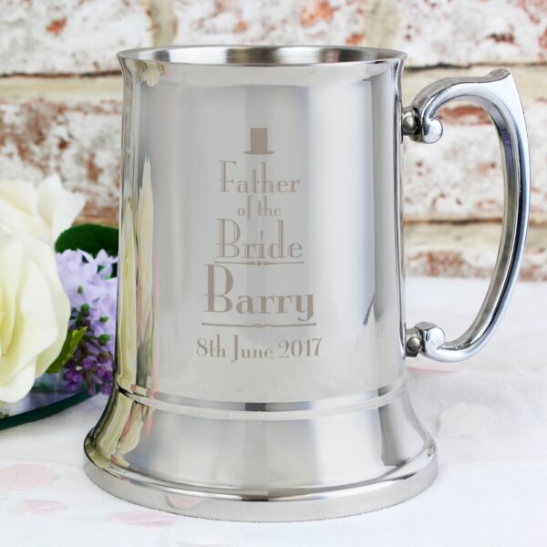 Personalised Decorative Wedding Father of the Bride Stainless Steel Tankard