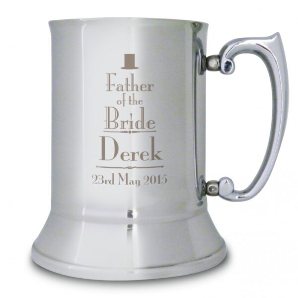 Personalised Decorative Wedding Father of the Bride Stainless Steel Tankard - Image 2