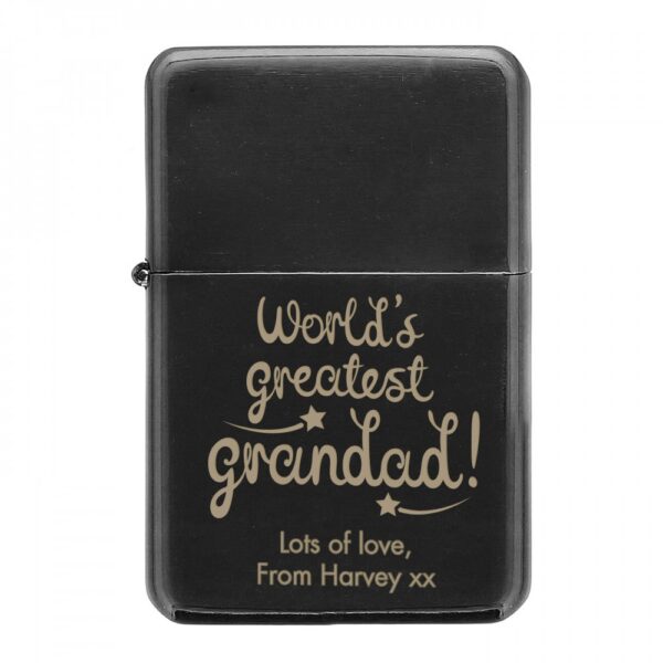 Personalised 'World's Greatest Grandad' Black Lighter - Image 2