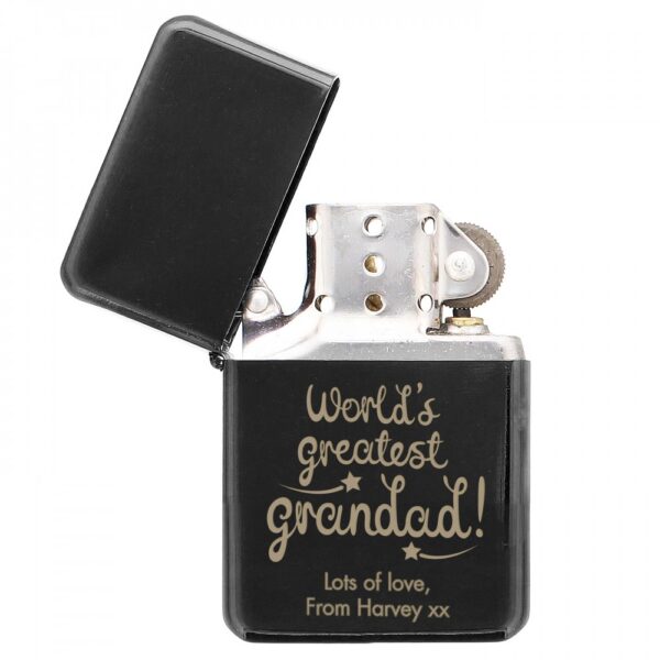 Personalised 'World's Greatest Grandad' Black Lighter - Image 3