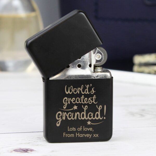 Personalised 'World's Greatest Grandad' Black Lighter - Image 4