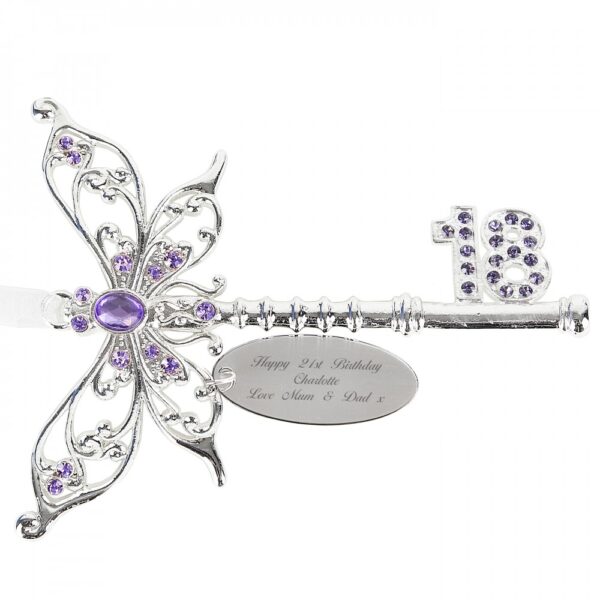 Personalised Lilac Butterfly 18th Birthday Key - Image 2
