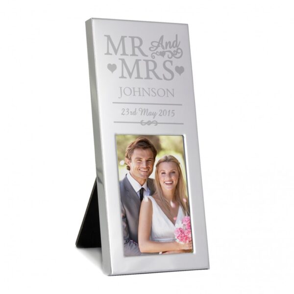 Personalised Small Mr & Mrs 3x2 Silver Photo Frame