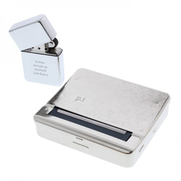 Personalised Tobacco Rolling Tin and Silver Lighter Set - Image 4