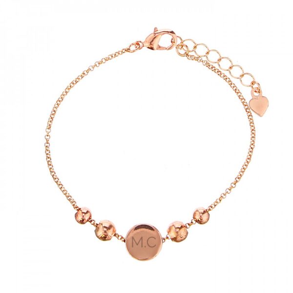 Personalised Rose Gold Tone Initials Disc Bracelet - Image 2