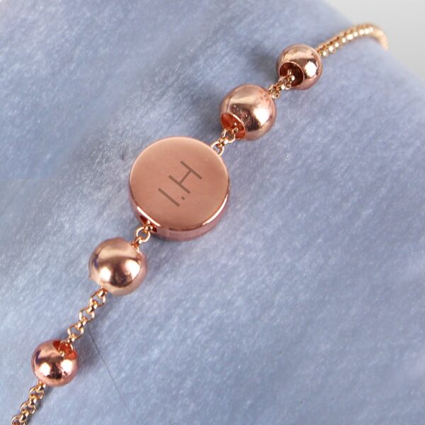 Personalised Rose Gold Tone Initials Disc Bracelet - Image 4