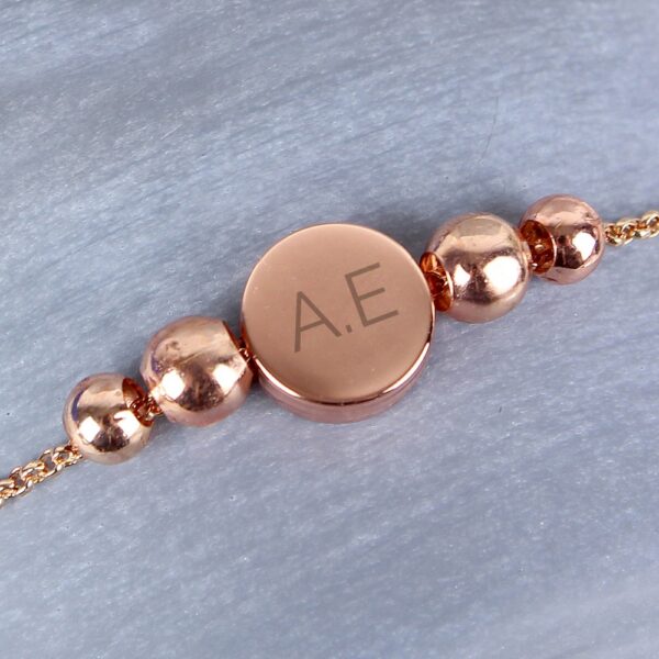 Personalised Rose Gold Tone Initials Disc Bracelet - Image 5