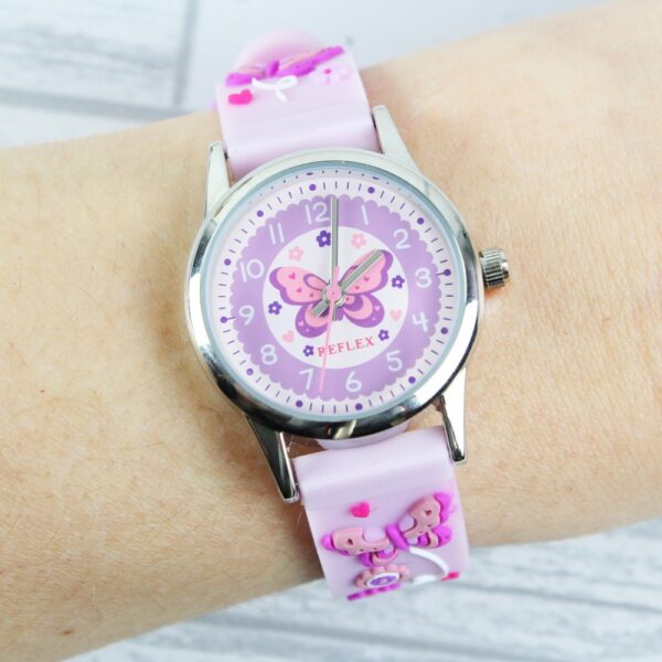 Personalised Kids Pink Time Teacher Butterfly Watch with Presentation Box - Image 3