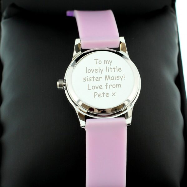 Personalised Kids Pink Time Teacher Butterfly Watch with Presentation Box - Image 4