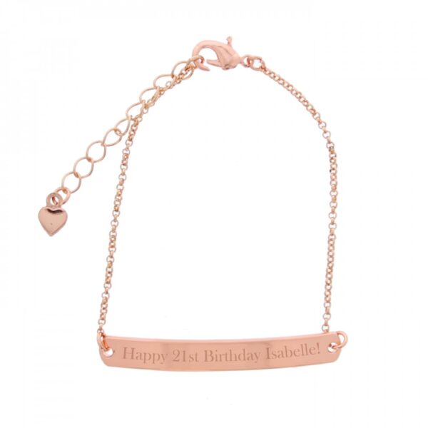 Personalised Rose Gold Tone Bar Bracelet - Image 2