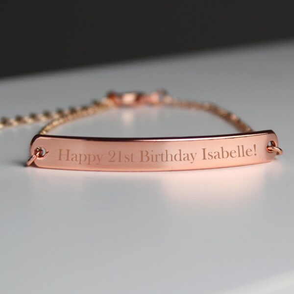 Personalised Rose Gold Tone Bar Bracelet - Image 3
