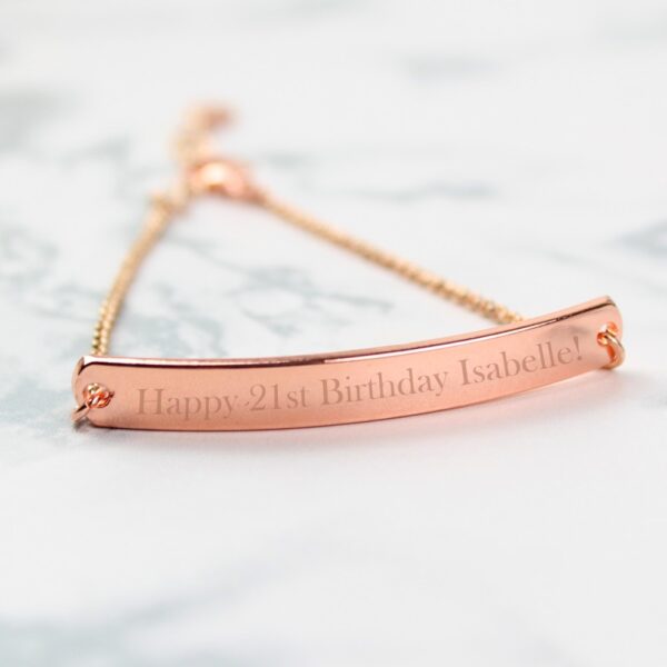 Personalised Rose Gold Tone Bar Bracelet - Image 4