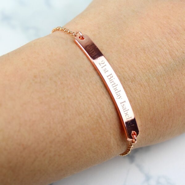 Personalised Rose Gold Tone Bar Bracelet - Image 5