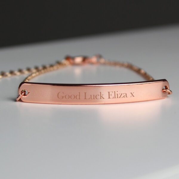 Personalised Rose Gold Tone Bar Bracelet - Image 6