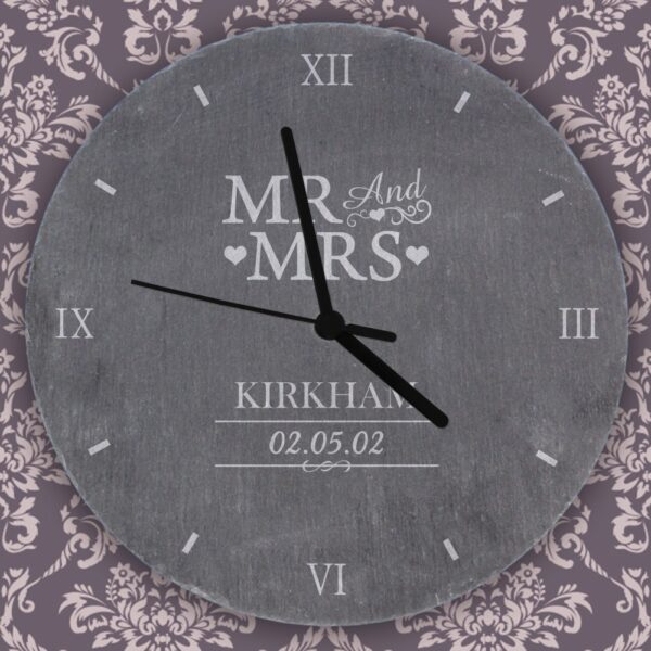 Personalised Mr & Mrs Slate Clock - Image 2