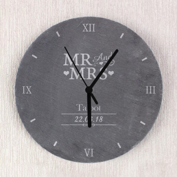 Personalised Mr & Mrs Slate Clock - Image 3