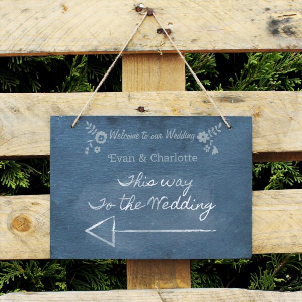 Personalised Wedding Flowers Hanging Large Slate Sign - Image 4
