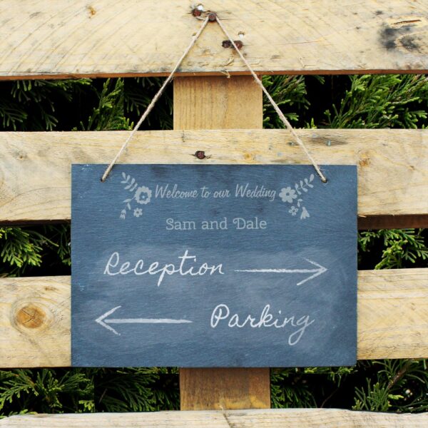 Personalised Wedding Flowers Hanging Large Slate Sign - Image 5