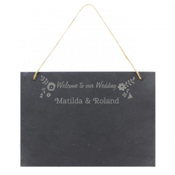 Personalised Wedding Flowers Hanging Large Slate Sign - Image 6