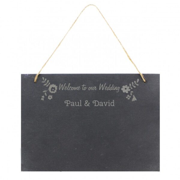 Personalised Wedding Flowers Hanging Large Slate Sign - Image 7