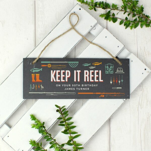 Personalised ""Keep It Reel"" Printed Hanging Slate Plaque - Image 4