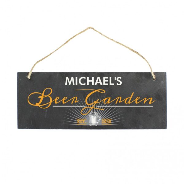 Personalised ""Beer Garden"" Printed Hanging Slate Plaque - Image 2