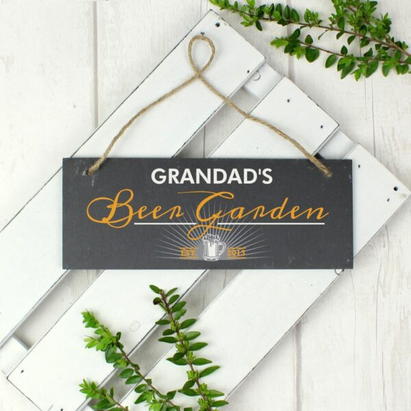 Personalised ""Beer Garden"" Printed Hanging Slate Plaque - Image 4