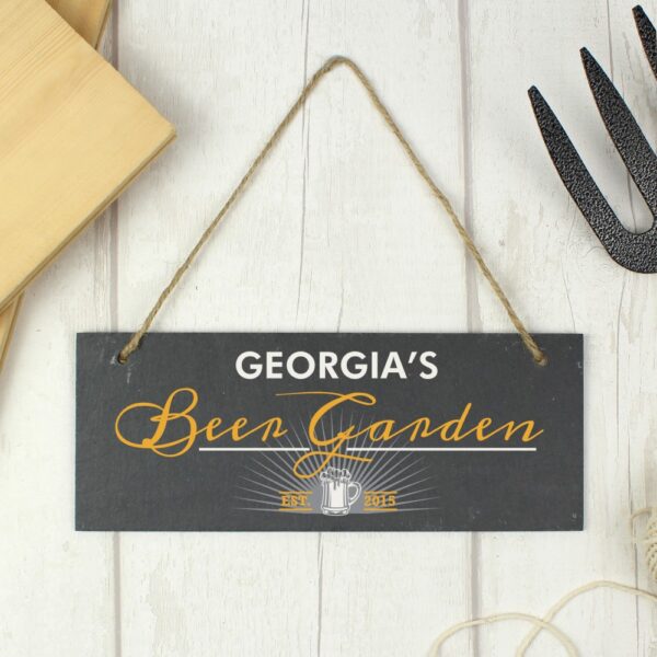 Personalised ""Beer Garden"" Printed Hanging Slate Plaque - Image 5