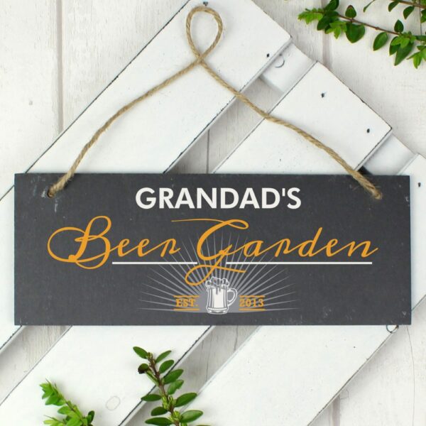 Personalised ""Beer Garden"" Printed Hanging Slate Plaque - Image 6
