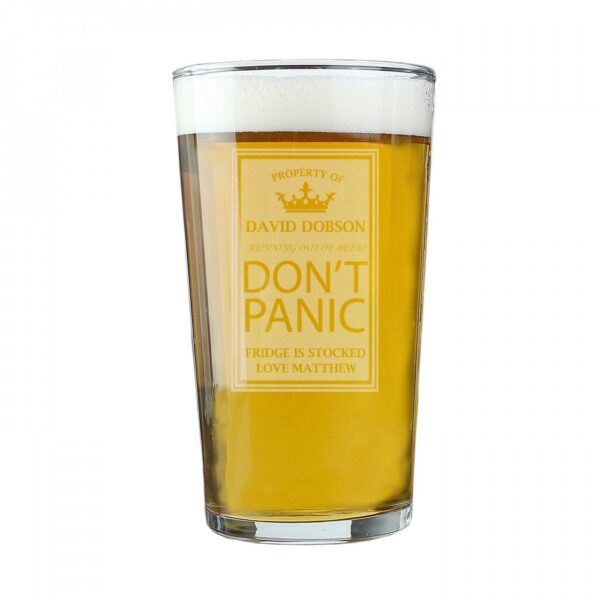 Personalised Dont Panic Pint Glass - Image 2