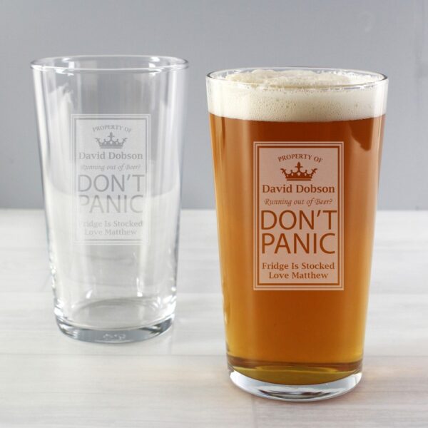 Personalised Dont Panic Pint Glass - Image 3