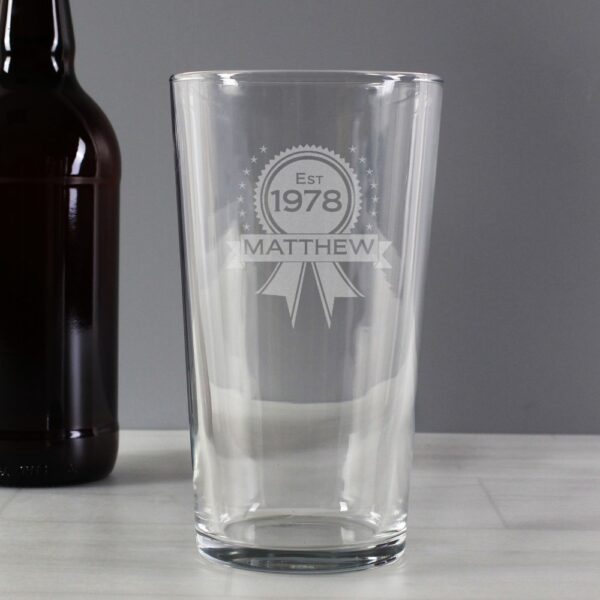 Personalised Established Rosette Pint Glass - Image 3