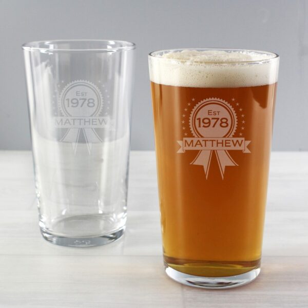 Personalised Established Rosette Pint Glass - Image 4