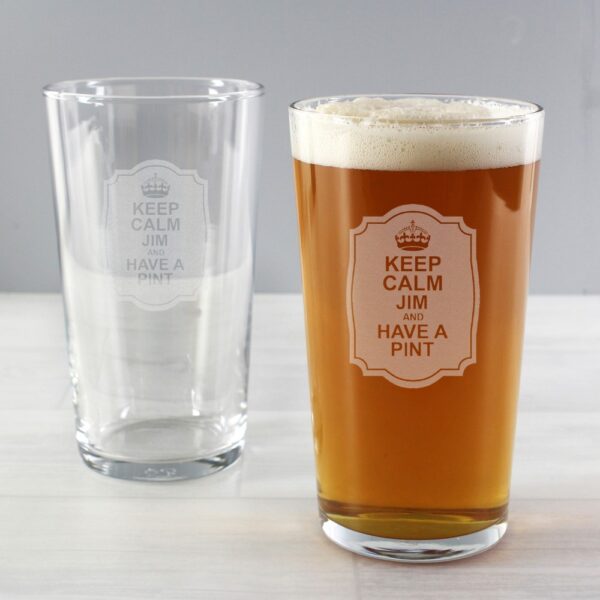 Personalised Keep Calm Pint Glass