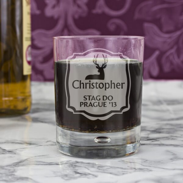 Personalised Stag Tumbler Bubble Glass - Image 2