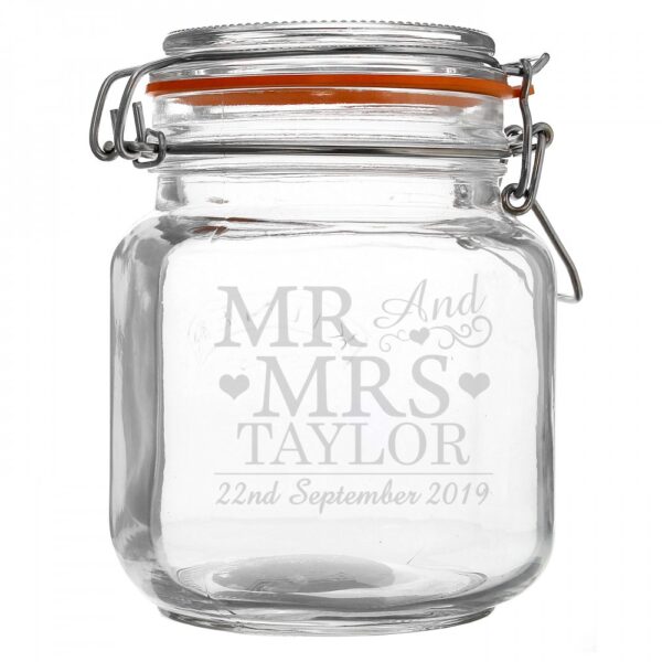 Personalised Mr & Mrs Glass Kilner Jar - Image 2