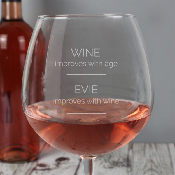 Personalised 'Wine Improves with Age' Bottle of Wine Glass - Image 4