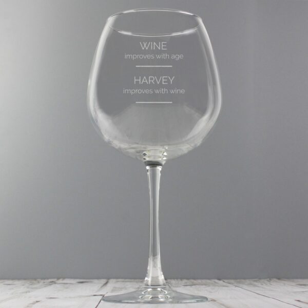Personalised 'Wine Improves with Age' Bottle of Wine Glass - Image 5