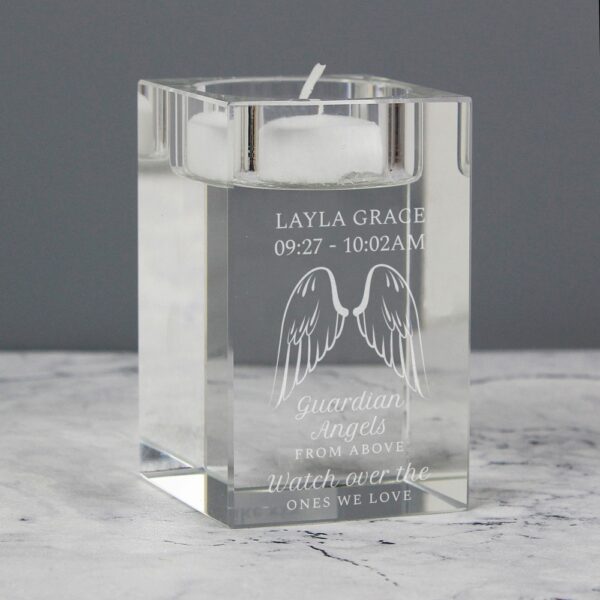Personalised Guardian Angel Wings Glass Tea Light Holder - Image 5